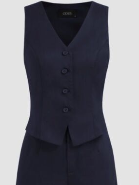 Cider Black V-Neck Button Vest Wide Leg Jumpsuit L